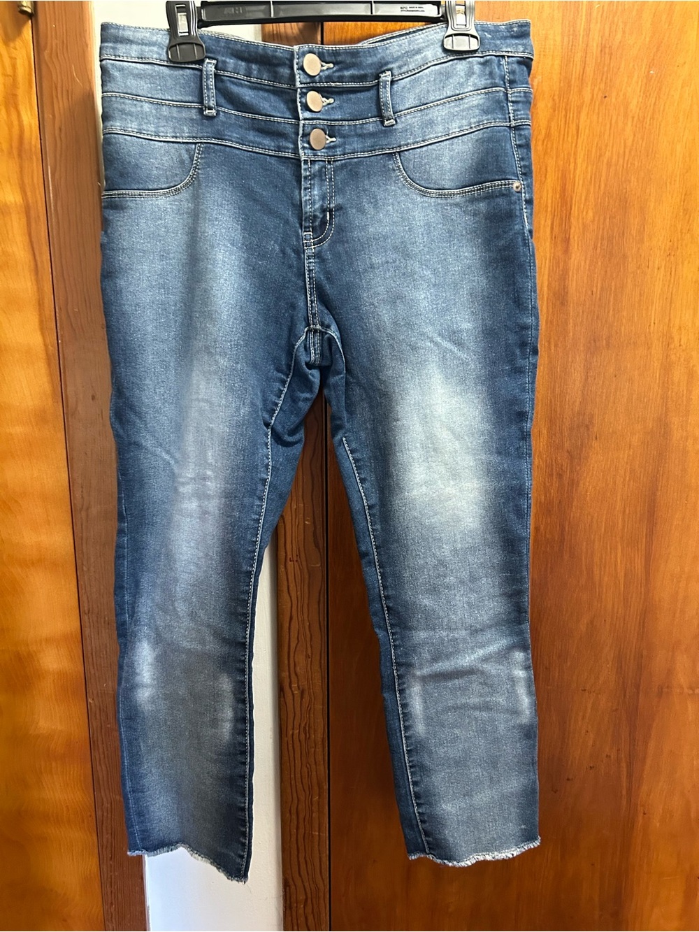 NOBO Skinny Jeans in Faded Blue Wash with Triple Button